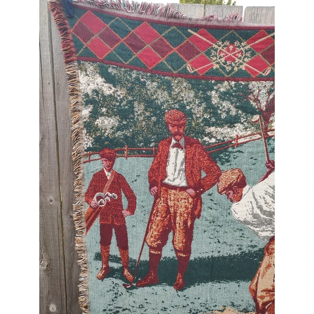 Vintage Goodwin Weavers Golf Throw Blanket 69